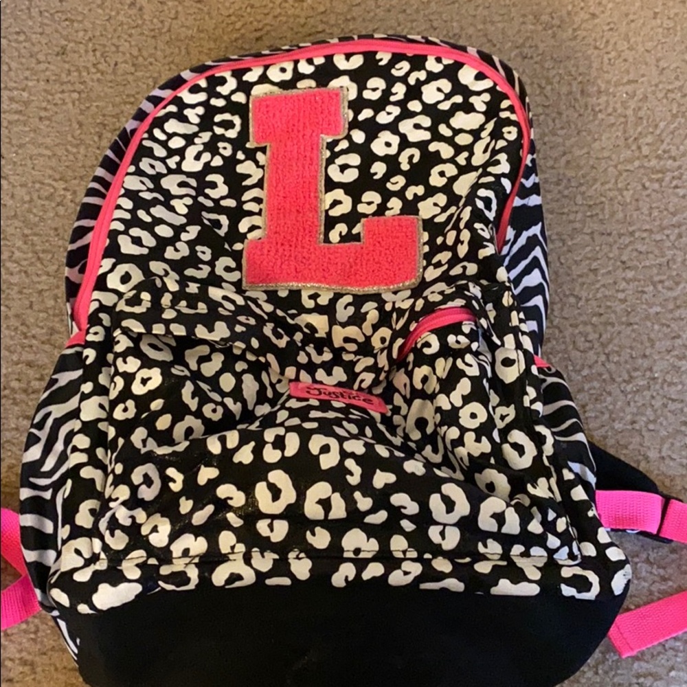 Cheetah print “L” backpack